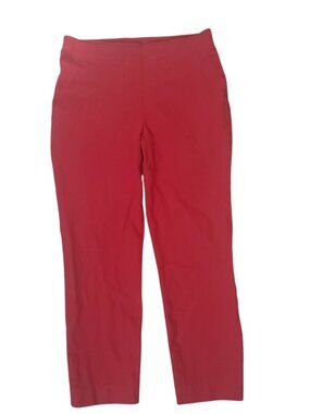 SPANX Red Cropped Pants Womens Large Pull On Stretch Slim Ankle Casual Work